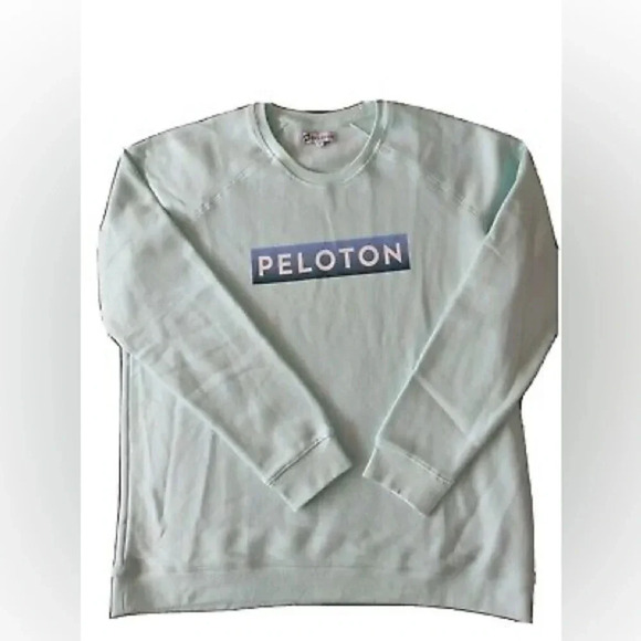Peloton Womens Large Crew Neck Cycling Spell Out Logo Light Blue Sweatshirt - Picture 1 of 4